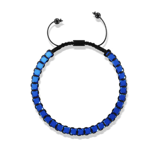 Géome sacrée | Hématite bleue | Bronze à canon | Bracelet octaèdre